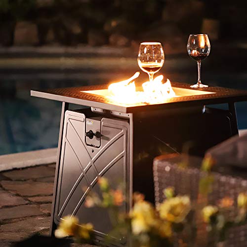 BALI OUTDOORS 50000 BTU Propane Fire Pit Table with Lid, 28 inch, Black Y709007