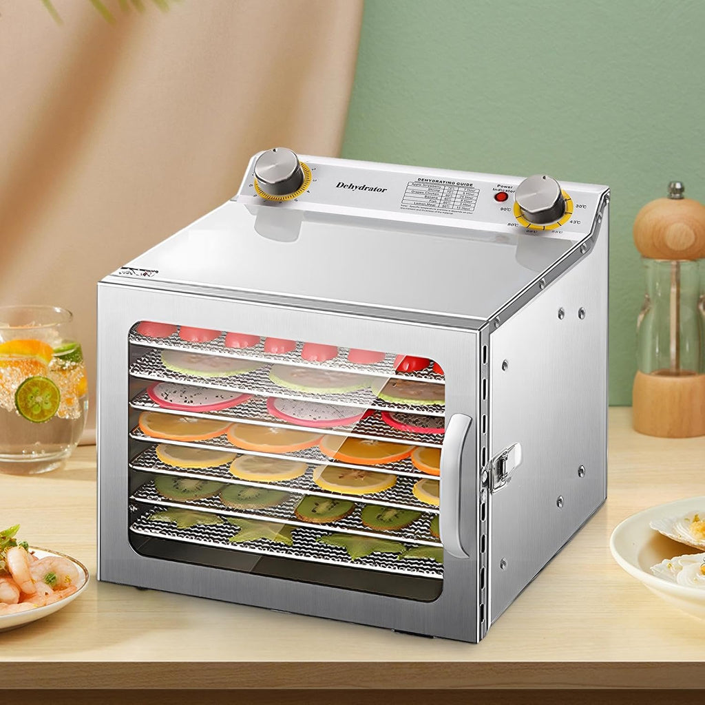 Food Dehydrator Machine, 8 Stainless Steel Trays, Digital Timer, 1000W U701