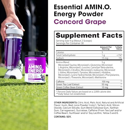 Optimum Nutrition Amino Energy Pre Workout Powder, Tropical Sunrise, 30 Servings Z677