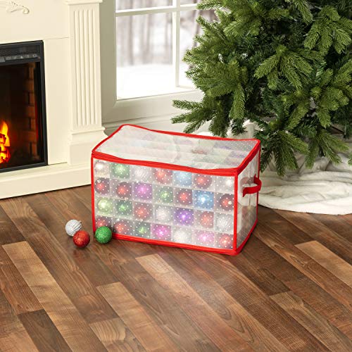 Home Basics 64 Compartment Zippered Christmas Ornament Storage Box M98916