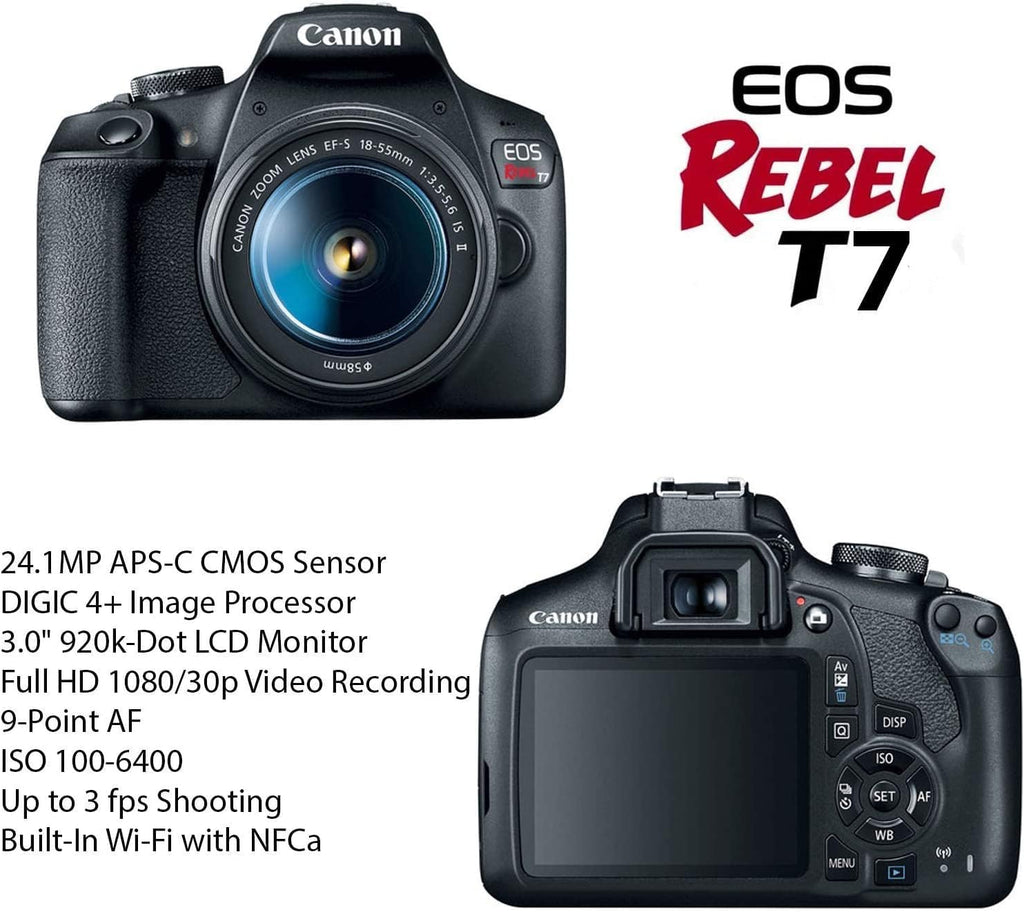 Canon EOS Rebel T7 DSLR Camera with 18-55mm & 75-300mm Lens Bundle (Renewed) Z203254
