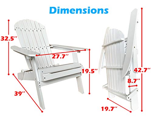 Adirondack Chair Folding Patio Chair Natural Finish White T6367