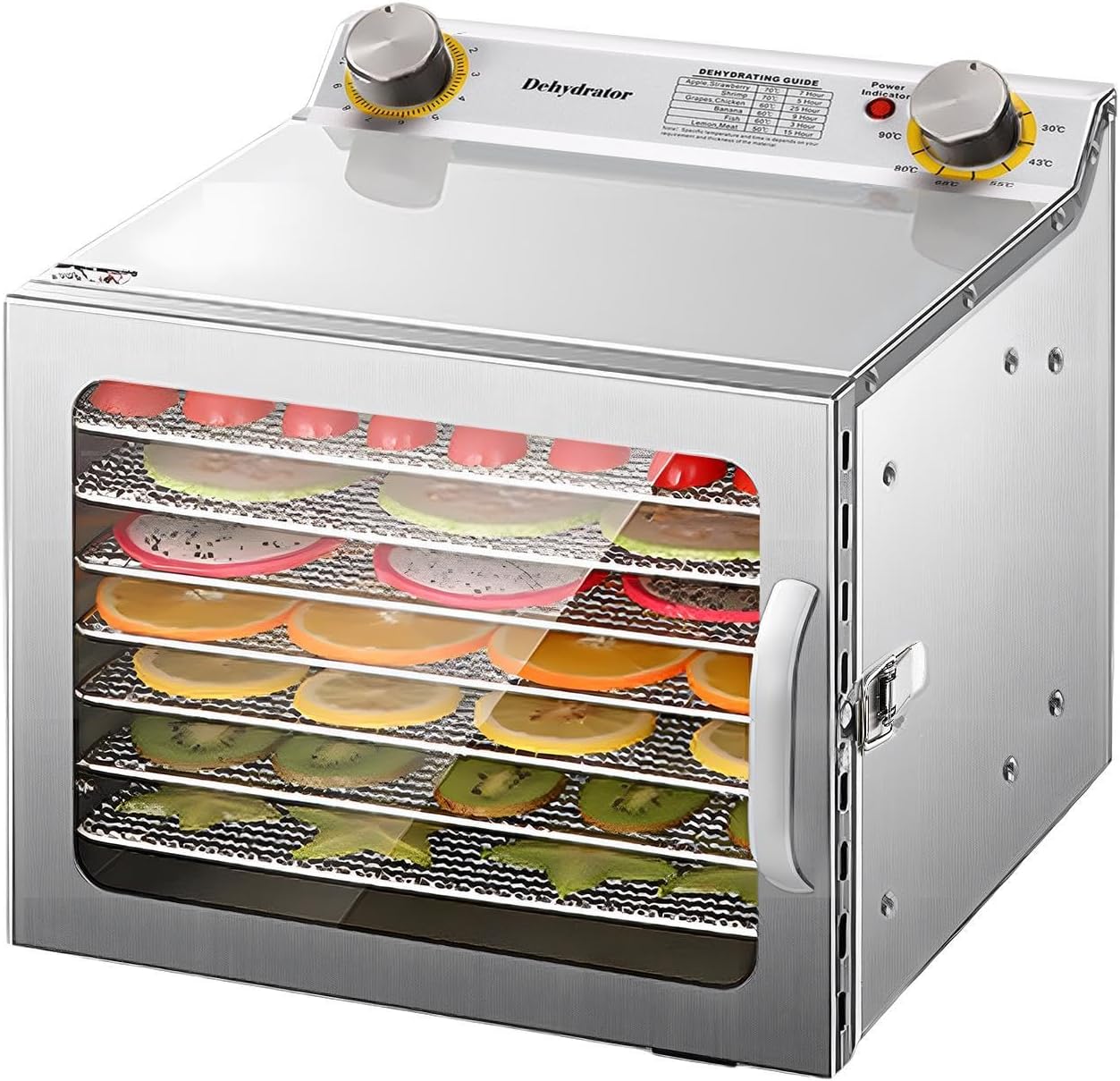 Food Dehydrator Machine, 8 Stainless Steel Trays Dehydrators for Food and Jerky, Herbs, Veggies, Fruits, Adjustable Temperature and Digital Timer, 1000W