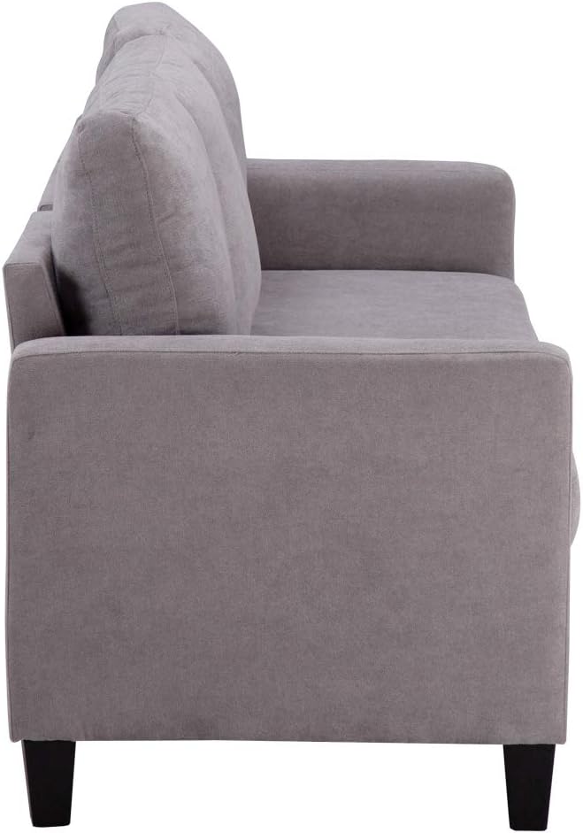 Convertible Sectional Sofa Couch, Linen Fabric L-Shaped with Reversible Chaise, Light Grey E6893