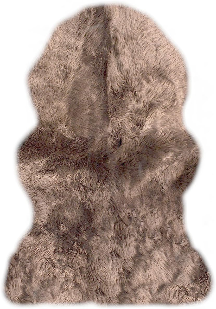 LAMBZY Shapes Genuine Sheepskin Single Pelt Area Rug, Light Brown